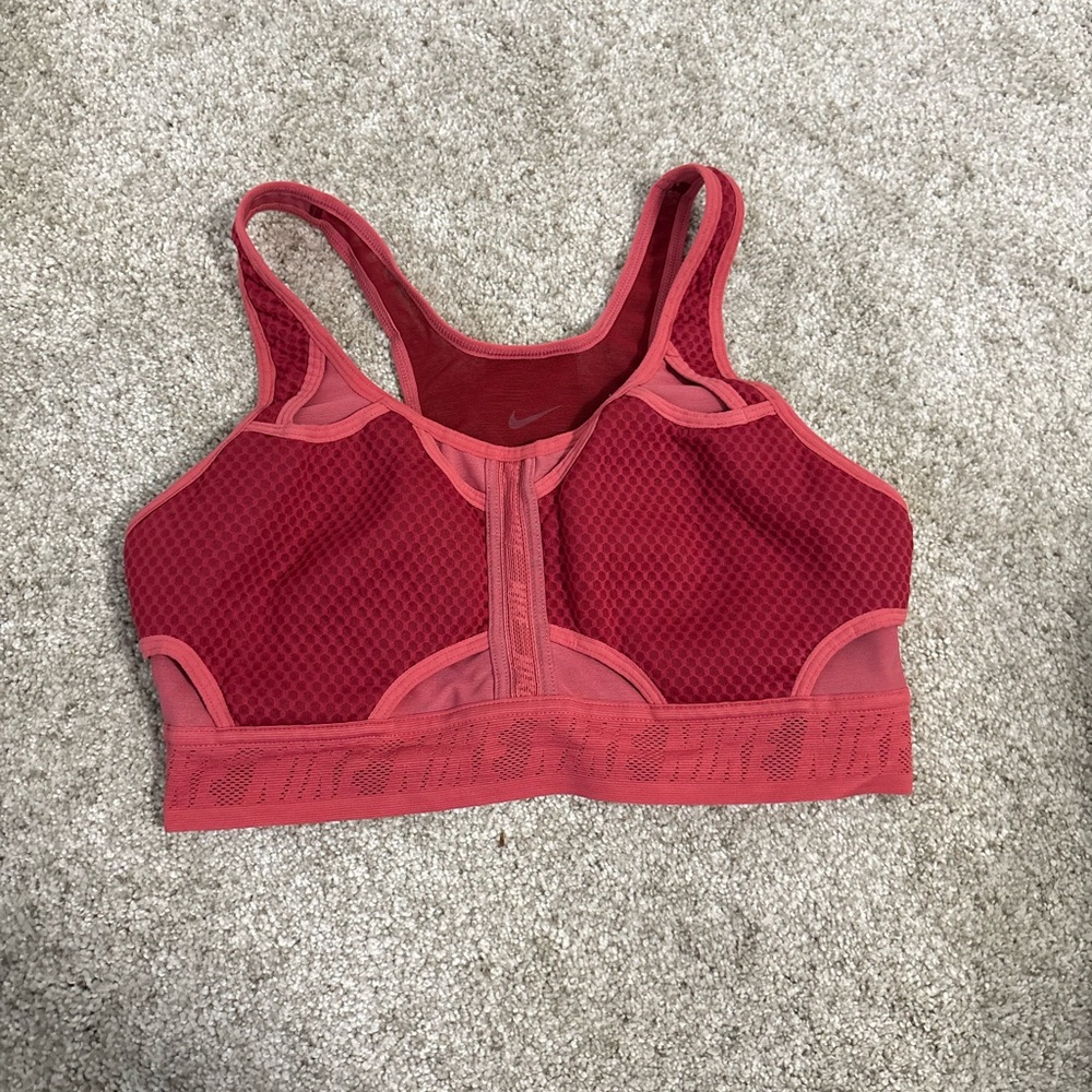 Nike Red Front-Zip High-Impact Sports Bra